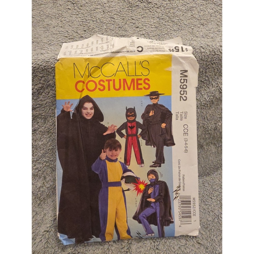 McCall's‎ Pattern - Children's & Boys' Hero Costumes (3-6) #M5952 - Uncut